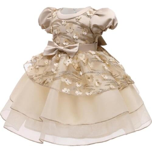 LZH Girls Dresses 2021 New Childrens Skirts Princess Dresses Puff Sleeves Net Gauze TuTu Dress Bowknot Flower Decoration Dress