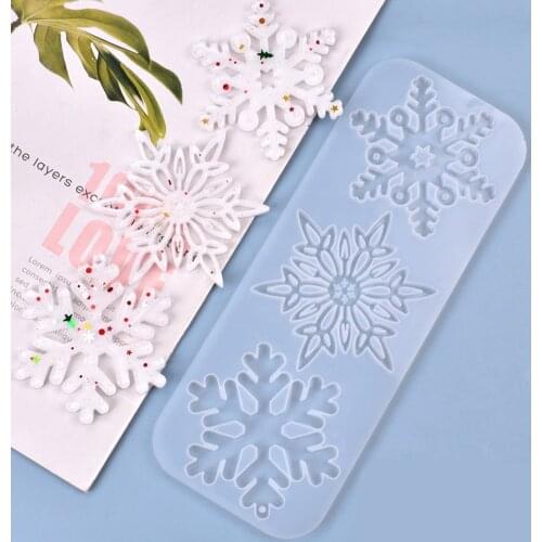 Hollow Snowflake Christmas Ornament Silicone Mold Soft Clear Mould Resin Craft Winter Embellishment DIY Pendants Jewelry Making