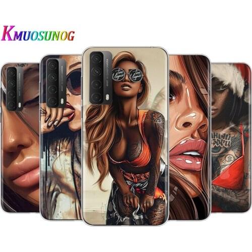 Transparent Cover Sexy Sleeve Tattoo Girl For Huaeri Y9S Y9A Y9 Y8P Y8S Y7 Y7A Y7P Y6P Y6S Y6 Y5P Y5 Pro Phone Case