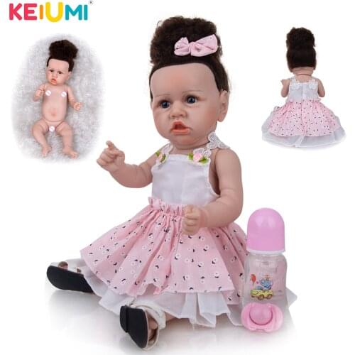 49 CM lovely Full Silicone Bebe Reborn Pink Flower Skirt Dress Up Alive Reborn Baby Doll For Childrens Gift