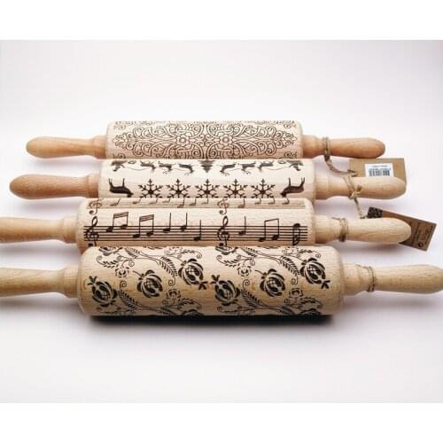 Embossed Roll Stick Baking Cookie Cake Biscuit Dough Carving Roll Stick Cookie Dough Stick Printing Texture Rolling Stick Tool