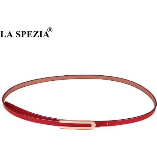 Genuine Leather Women Belt Red Smooth Buckle Belt Dress Ladies Real Leather Cowhide Thin Fashion Female Belt for Dress
