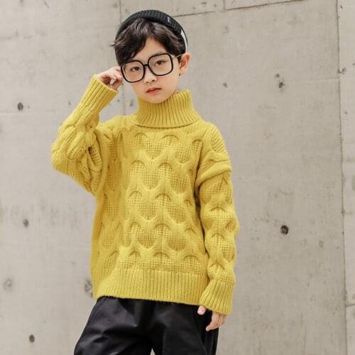 Boys Sweater Kids Outwear Tops 2021 Yellow Black Fleece Thicken Warm Winter Autumn Knitting Pullover Children Clothing