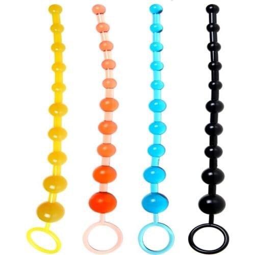 Anal Toy Jelly Anal Beads Sex Orgasm Vagina Plug Play Pull Ring Stimulator Butt Beads for Women TK-ing