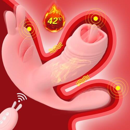 Vagina Tongue Licking Heating Vibrators Female Wearable Dildo Vibrators Clitoris Stimulator Anal Massage Oral Sex Toys For Women