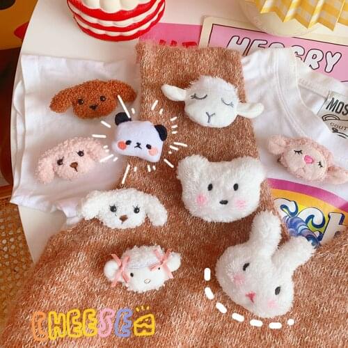 Cute Soft Jewelry Bear Pin Cartoon Plush Stereo Hair Ties School Uniform Brooch Bag Pendant Brooch Gift