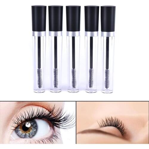 1PCS 8ML/10ML Plastic clear Empty Mascara Tube Vial/Bottle/Container with Black Cap for eyelash growth medium mascara