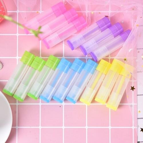 10pcs/lot 5 Ml Fashion Lipbalm Pipes Lipstick Tubes Colourful 5g Plastic Lip Balm Empty Refillable Bottle