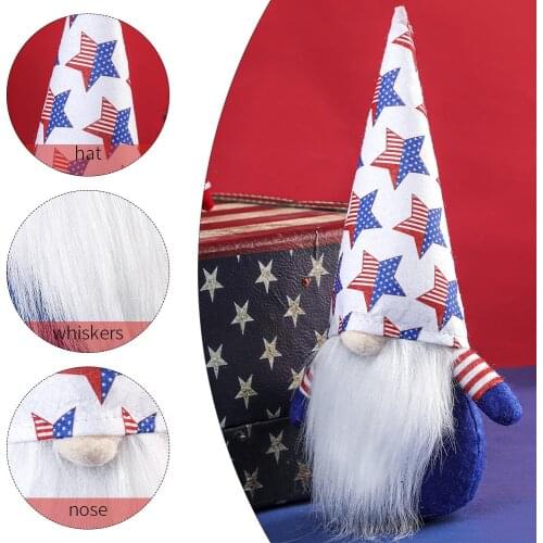 1pcsJuly Fourth Gift 26*8cm Handmade Memorial Day Elf Dwarf Table Decor Ornaments Home Patriotic Gnomes Plush Decorations