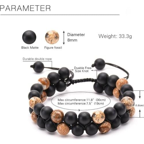 2PCS/Set Braided Bracelets Men Women Natural Stone Mixed Matte Onxy Beaded Bangles Best Friend Jewelry Couple Gift Set