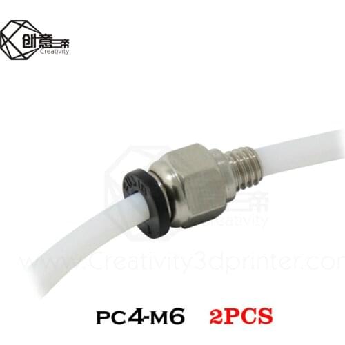 2pcs PC4-M6 Pneumatic Connectors Straight Air Fittings For PTFE Tube 4mm Hotend Extruder 3d printer Quick M6 Joint Part