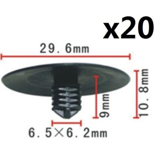20pcs Nylon Fastener Rivet Retainer Clip Hood Insulation Fit Honda (30x9x6mm) OE 90700-SB2-003