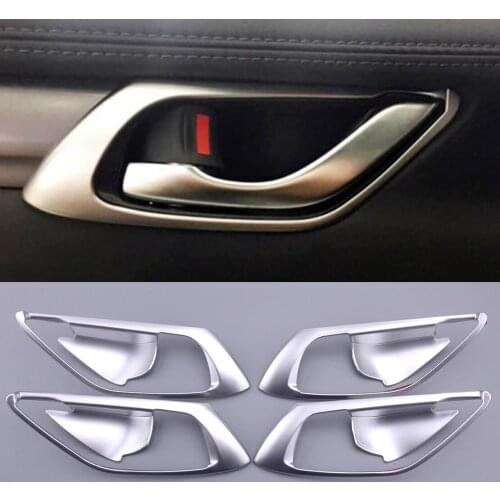 4Pcs Silver Plastic Car Interior Side Door Handle Bowl Cover Trim Fit for Mazda CX-5 2017 2018 2019