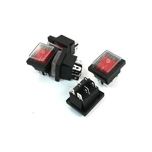 5PCS AC 250V/16A 125V/20A 6 Terminals 2P2T Waterproof Snap in Boat Rocker Switch
