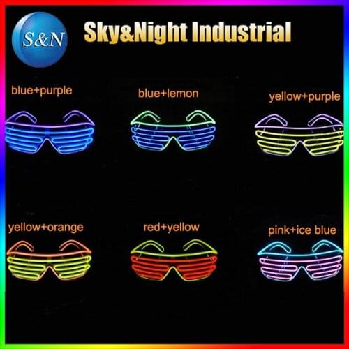 5PC/Lot EL wire two colors mix flashing glasses LED glasses EL glasses