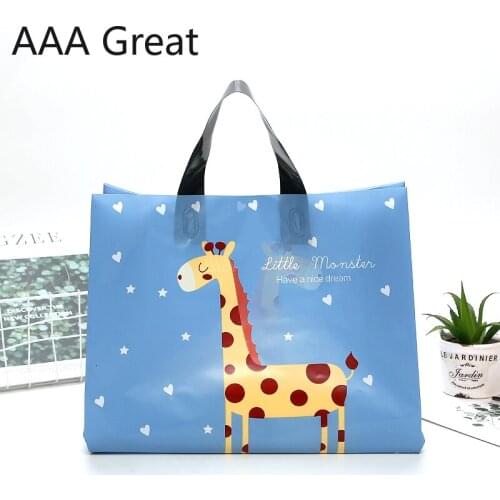 50Pcs/Lot Fashion Clothing Store Handbag Plastic Gift Shopping Bag Clothes Packaging Bag Animal Dots Flowers Pouches Shoes Bags