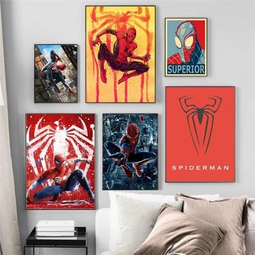 Abstract Canvas Painting Marvel Spider-Man Superhero Posters and Prints Wall Art Pictures for Living Kids Room Home Decoration