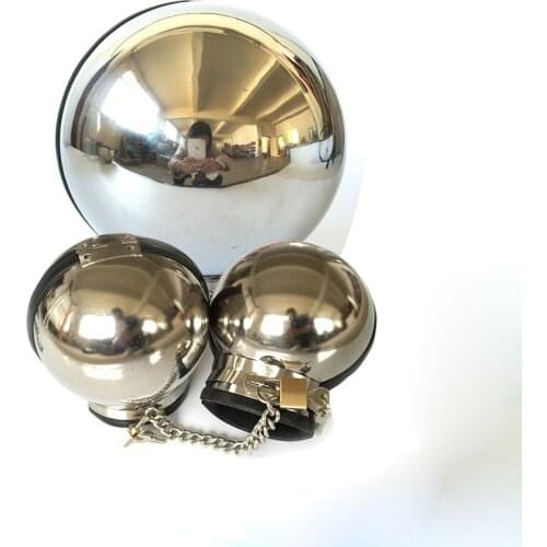 Stainless Steel Spherical Bondage Fist Mitts Fetish Sex Slave Restraints Black Handcuffs Adult Sex Toys for Male Female BDSM