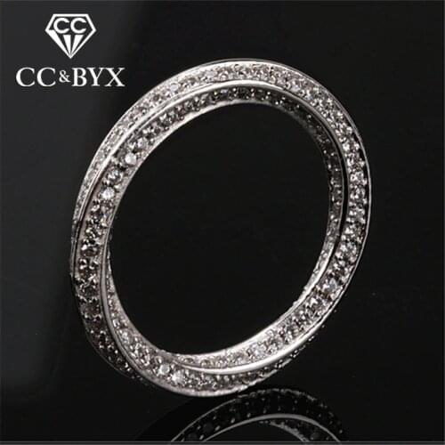 CC S925 Silver Simple Design Rings For Women Mobius Ring Bridal Wedding Trendy Jewelry Engagement White Gold-Color CC708