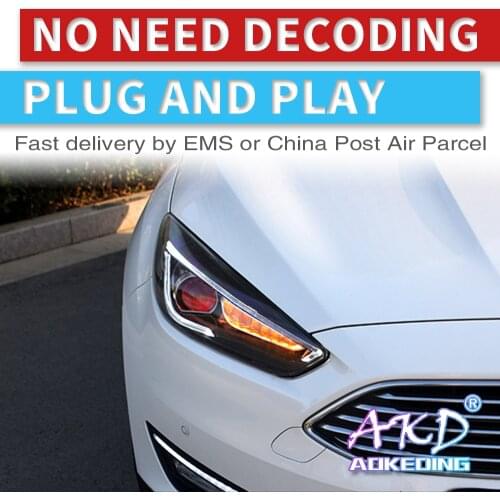 Car Styling Head Lamp Case For Ford Focus MK3 Headlights 2015-2018 LED Headlight O Angel Eyes DRL Moving Turn Signal