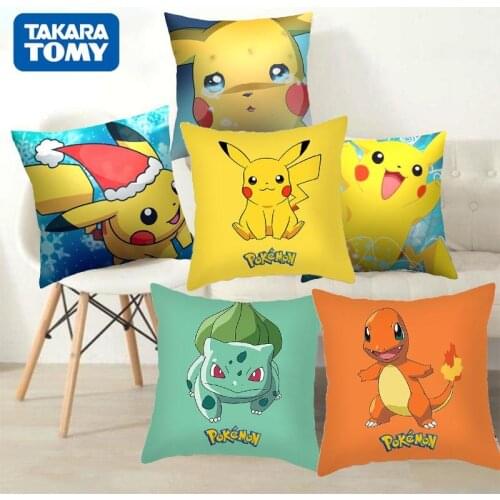 TAKARA TOMY Pokemon Pillowcase Cushion Cover Kawaii Anime Pikachu Pillowcase Cartoon Pillow Cases Sofa Home Decor Kids Toy Gift