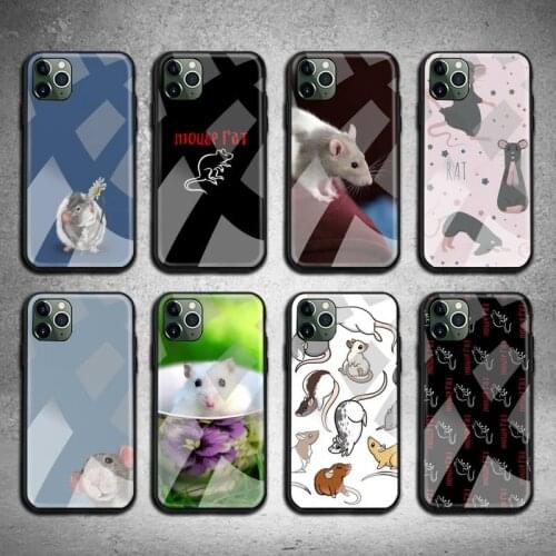Mouse Rat Phone Case Tempered Glass For iPhone 12 11 Pro Max Mini XR XS MAX 8 X 7 6S 6 Plus SE 2020 cover