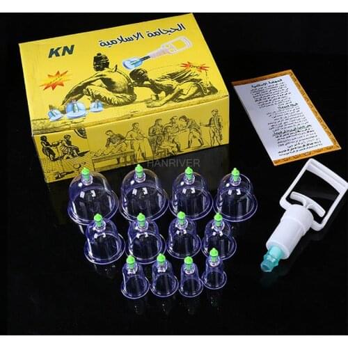 Goedkope 12 Stuks Blikjes Cups Chinese Vacuum Cupping Kit Trek Een Vacuüm Apparaat Therapie Relax Stimulators Curve Zuig Pompen