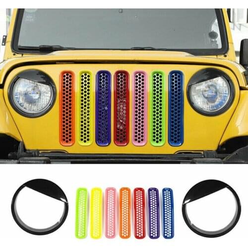 For Jeep Wrangler TJ 1997-2006 Colorful Grille Grill Strips Headlight Lamp Trim