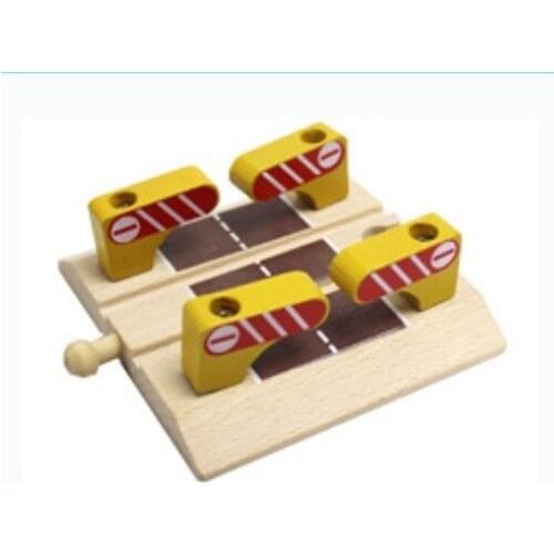 EDWONE Yellow Cross Track Edwone - new Wooden Train Track Railway Accessories DIY Track Slot Gift for Kids