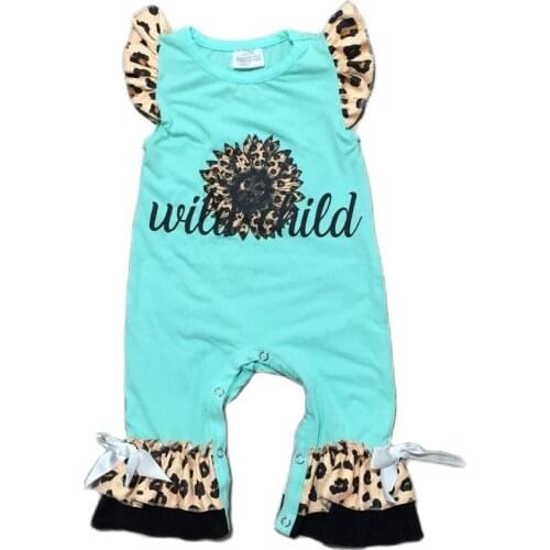 GirlyMax Summer Infant Toddler Clothes Baby Girls Leopard Sunflower Print Aqua Romper