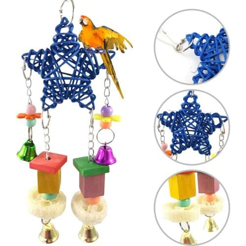 Parrot Bird Toy Five Star Rattan Woven Wooden Stand Bar Pet Suspension Bridge Swing Pet Products Bird Supplies
