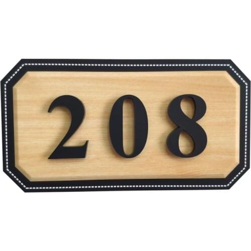 Imitation wood grain House Number Hotel Home Door Number Outdoor Address Plaque Acrylic Number for House Address Sign