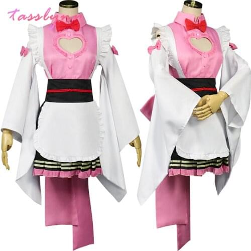 Kanroji Mitsuri Costume Anime Demon Slayer Kimetsu No Yaiba Nezuko Mitsuri Kanroji Cosplay Maid Dress Kisatsutai Uniform Costume
