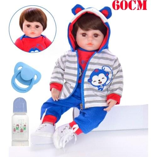 NPK DOLL 60CM high quality reborn toddler boy doll silicone vinyl reborn baby dolls for children gift toys