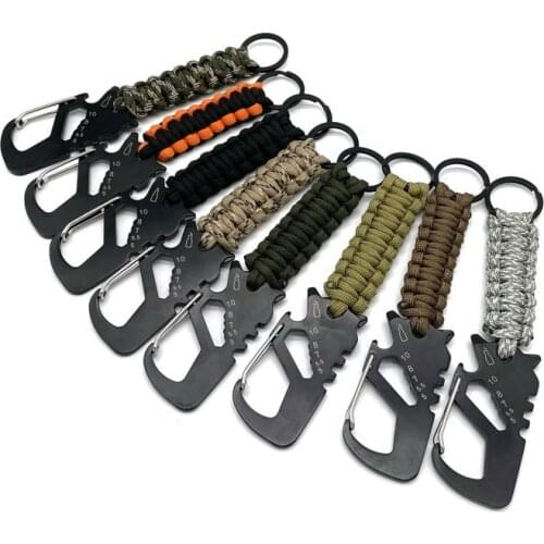 Multifunctional Survival Tool Bottle Opener Keychain Seven Core Umbrella Rope Key Chains Outdoor Creative Jewelry