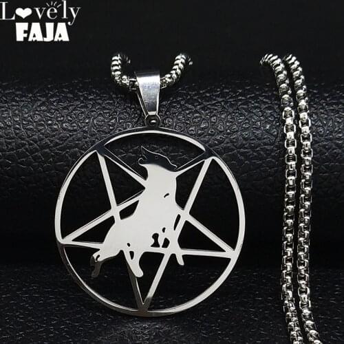2021 Fashion Pentagram Wolf Stainless Steel Chain Necklace for Women/Men Silver Color Necklaces Pendants Jewelry joyeria N1149