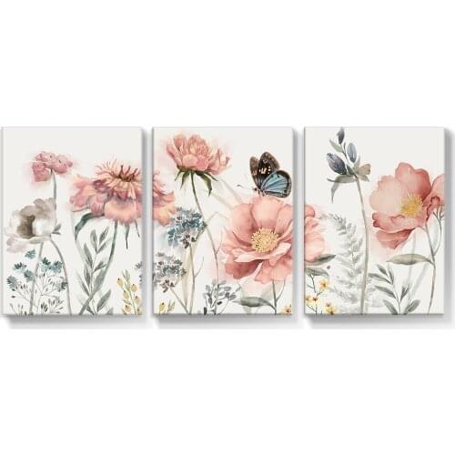 Flower Wall Art 5D DIY Poured Glue Diamond Painting Kit Scalloped Edge Pink Botanical Bedroom Decor Farmhouse Decorative Picture