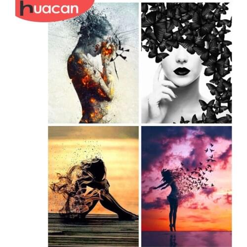 HUACAN Diamond Painting Set Woman 5D DIY Diamond Embroidery Cross Stitch Portrait Pictures Of Rhinestones Mosaic Wall Art