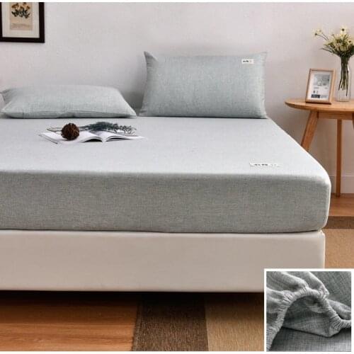 WOSTAR 100% cotton elastic band fitted sheet mattress cover protector soft cozy bed linen luxury double bed king size bed sheet