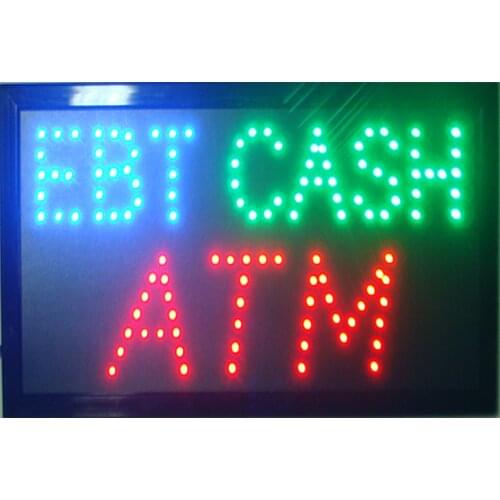 EBT CASH ATM Machine Grocery Store Beer LED Neon Open Shop Sign 19x10 inch Indoor Great for Cash ATM Machine