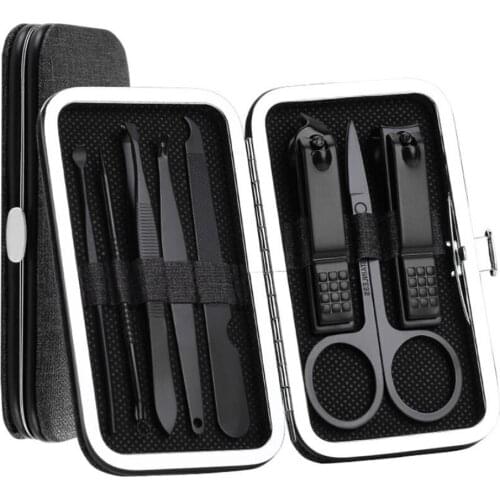 New 20sets/lot 8pcs/Set Stainless Steel Nail Clipper Pedicure Set with Scissor Tweezer Professional Manicure Tools Nail Supplies