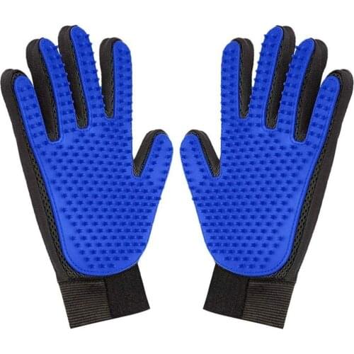 Pet Grooming Glove Gentle Deshedding Brush Glove Hair Remover for Dog Cat with Long & Short Fur Enhanced Five Finger Design