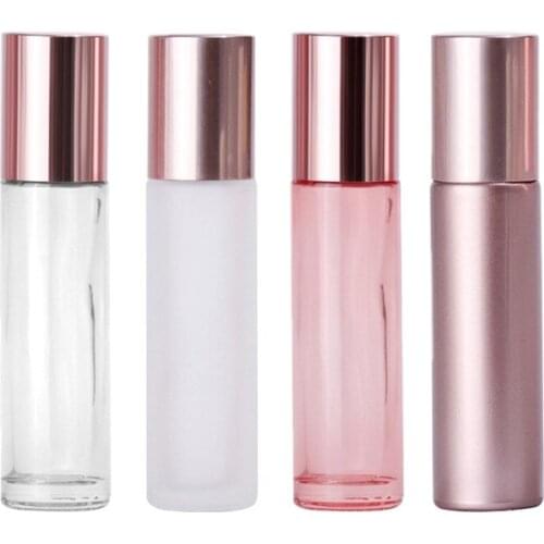 10ml Portable Frosted Colorful Essential Oil Perfume Thick Glass Roller Bottles Travel Refillable Rollerball Bottle
