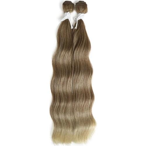 Bella Bundles Hair Extensions Loose Wave Heat Resistant Ombre Blonde Grey Synthetic Hair 2Pcs/Lot 18 Inch Weave Hair Bundles