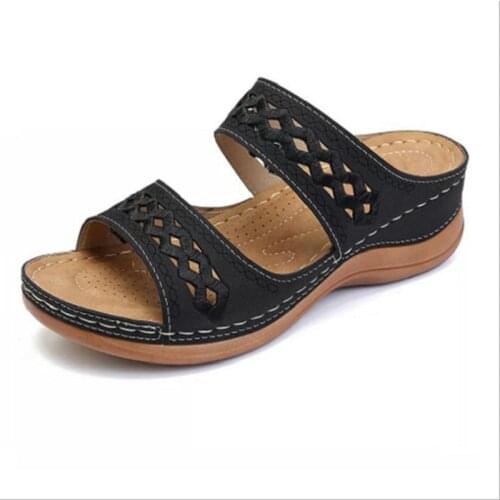Woman Sandals Shoes Slippers Summer Style Wedges Flat Slip On Hollow Out Fashion Flip Flop Gladiator Comfortable Plus Size 35-43