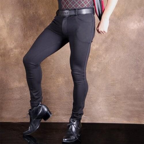 Sexy Men Plus Size Fashion High Elastic Leica Pencil Pants Casual Soft Comfortble Tight Trousers Erotic Lingerie Club Gay Wear