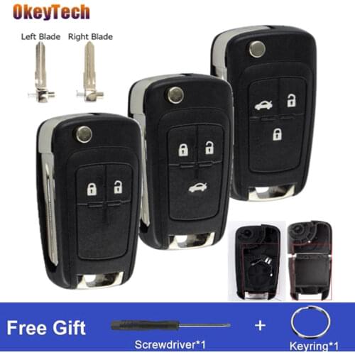 OkeyTech Folding Flip Remote Car Key Case For Chevrolet Aveo Orlando Cruze 2 3 Buttons Replacement Cover Case Shell Uncut Blade