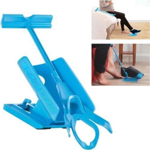 1pcs Sock Slider Aid Blue Helper Kit Helps Put Socks On Off No Bending Shoe Horn Suitable For Socks Foot Brace Support
