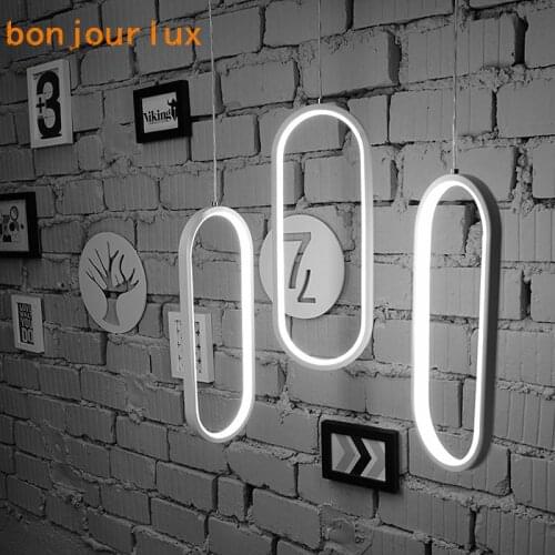 Modern oval aluminum pendant lights for Restaurant kitchen dinning room bar LED pendant lamp remote control dimmable