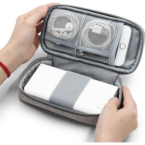 LIYIMENG Power Bank Storage Bag Cable Storage Bag Travel Electronics Organizer For Hard Drives,USB,Charger,Earphones Black/Gray